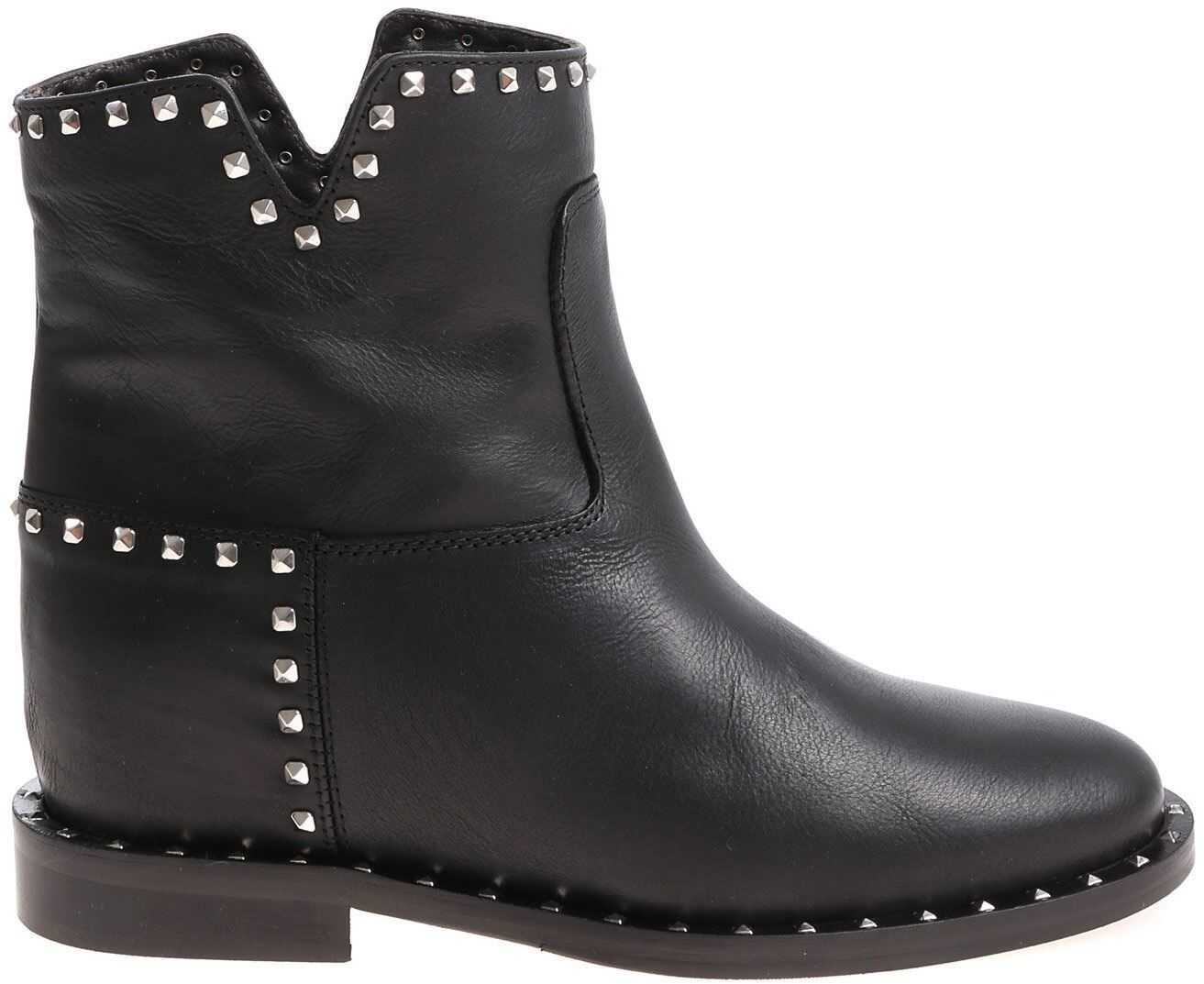 Via Roma 15 Black Ankle Boots With Silver Studs* Black