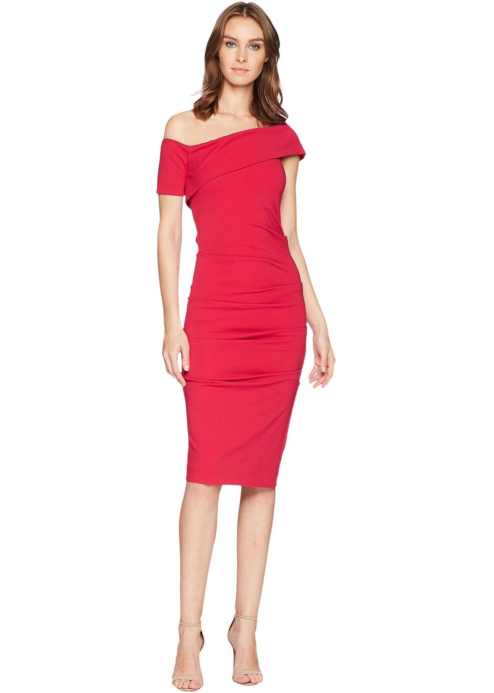 Nicole Miller Off Shoulder Dress Fuchsia
