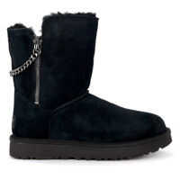 Ghete & Cizme Classic Short Sparkle Zip Black Suede Ankle Boots Femei