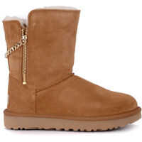 Ghete & Cizme Classic Short Sparkle Zip Brown Suede Ankle Boots Femei