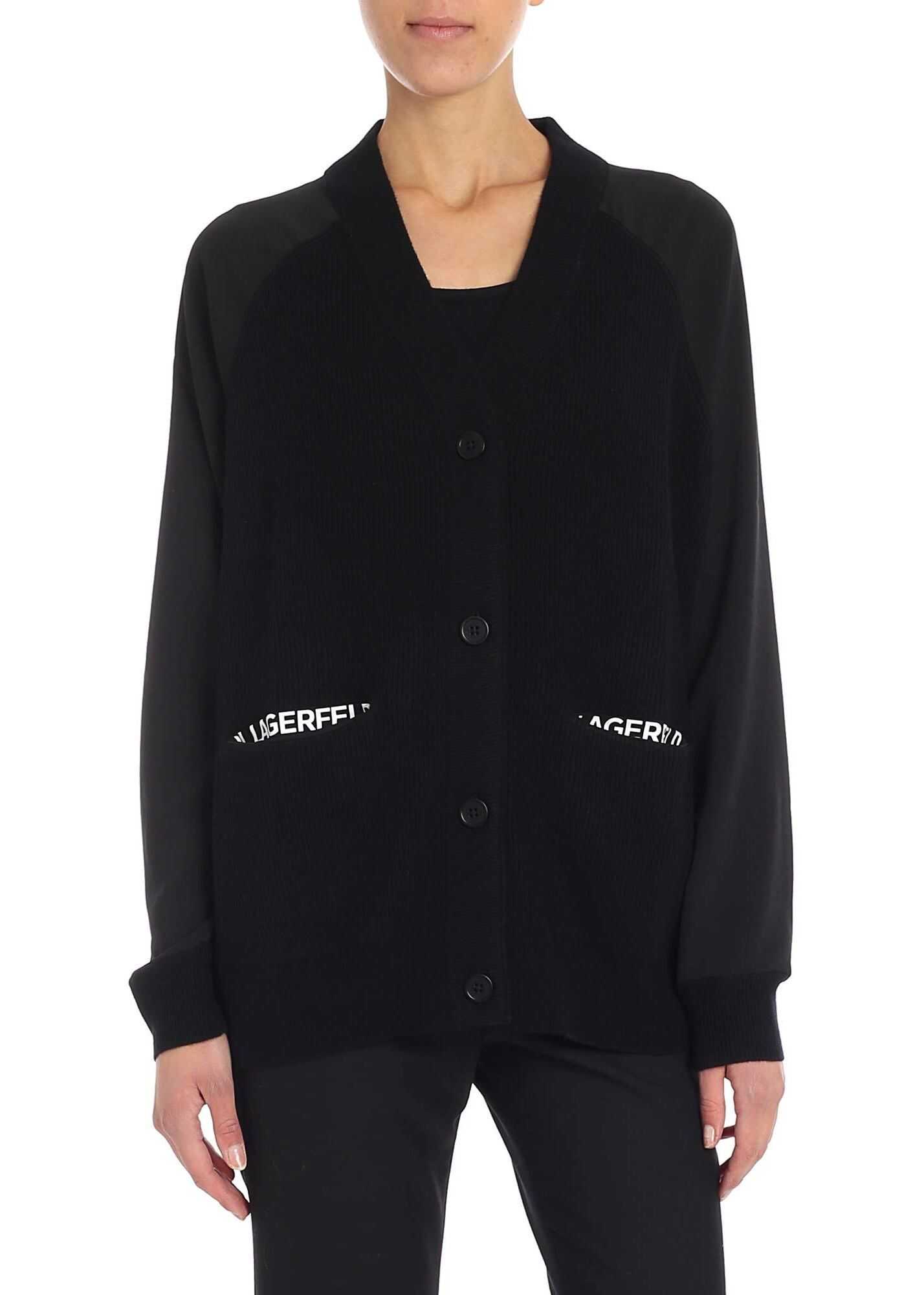 Karl Lagerfeld Black Cashmere Blend Cardigan Black