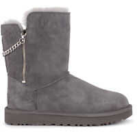 Ghete & Cizme UGG Classic Short Sparkle Zip Grey Suede Ankle Boots