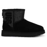 Ghete & Cizme UGG Classic Mini Logo Sparkle Black Suede And Glitter Ankle Boots.