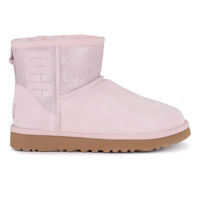 Ghete & Cizme UGG Classic Mini Logo Sparkle Pink Suede And Glitter Ankle Boots
