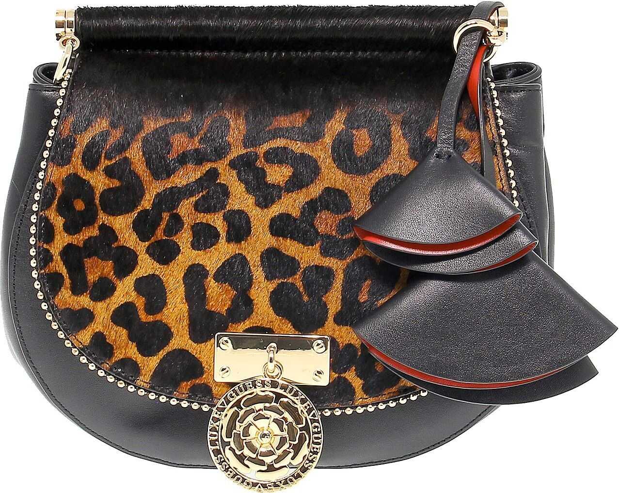 GUESS Leather Shoulder Bag BLACK