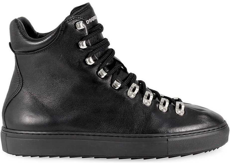 DSQUARED2 Leather Hi Top Sneakers BLACK