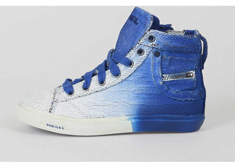 Diesel Kids Cotton High Sneakers WHITE
