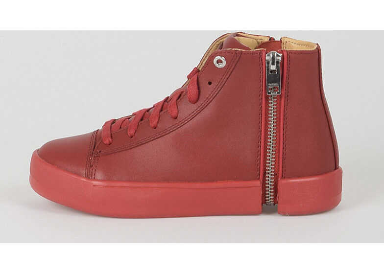 Diesel Kids Leather High Sneakers RED