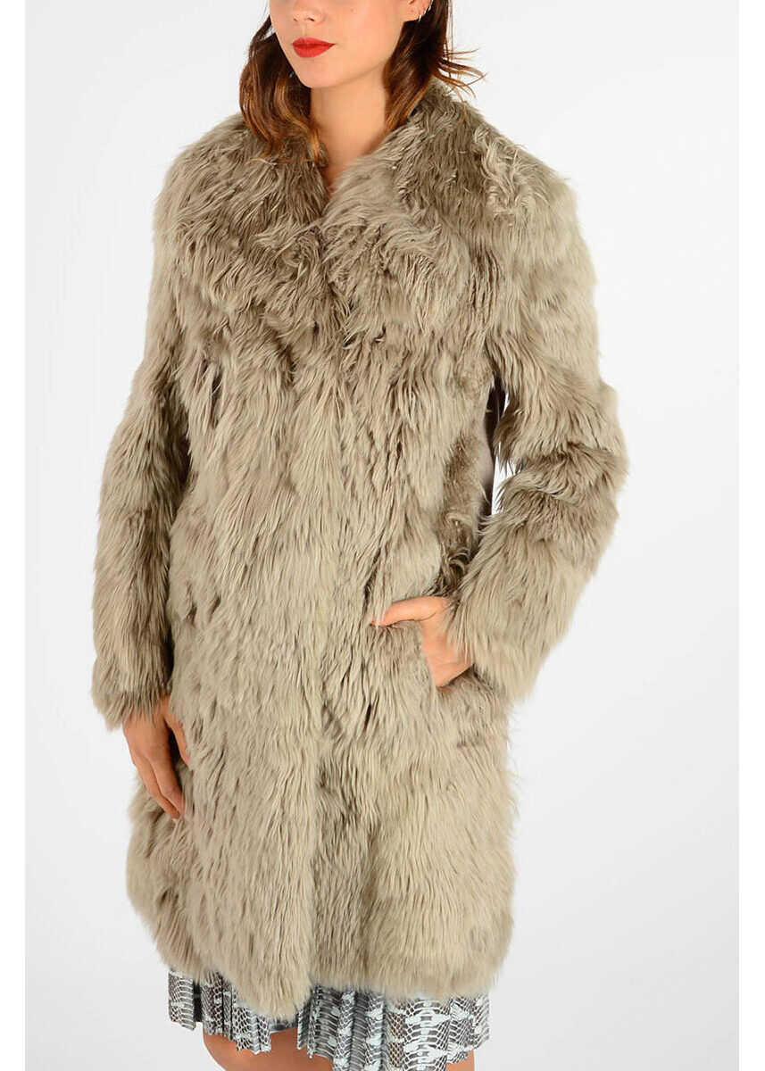 Maison Margiela Mm1 Alpaca Real Fur Coat Beige