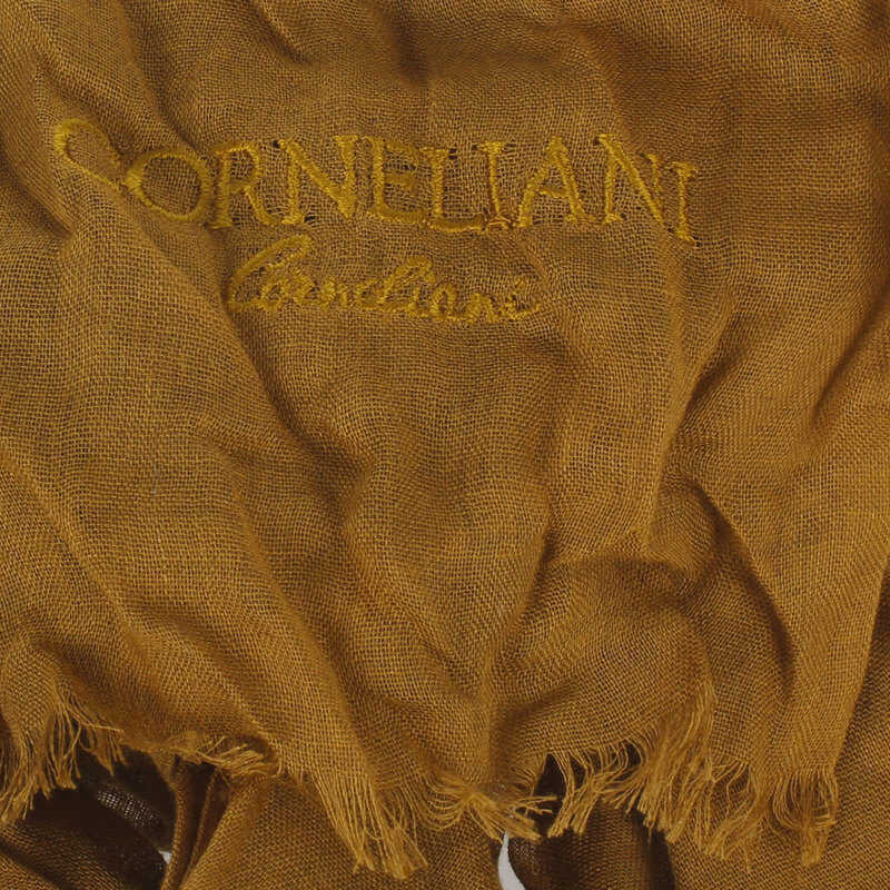 CORNELIANI Long Plain Scarf with Fringes 190 x 70 cm YELLOW