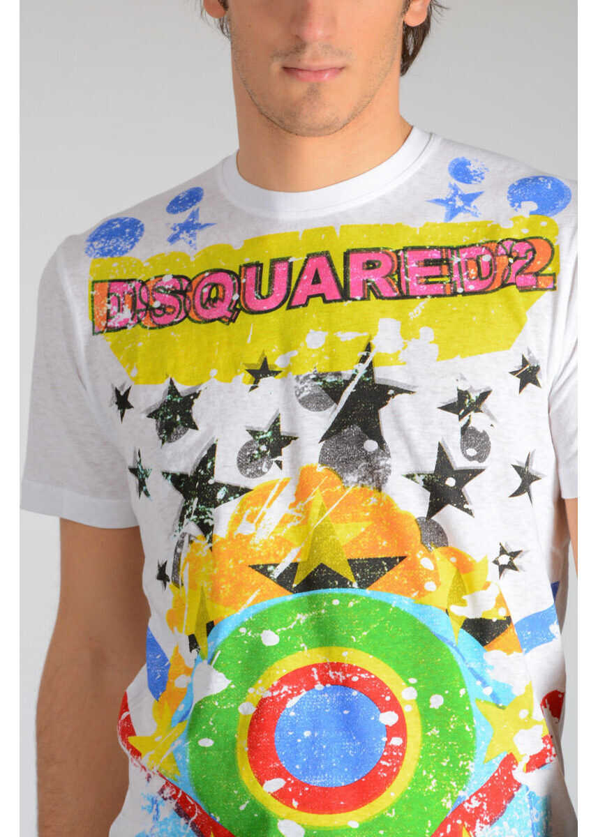 Tricouri DSQUARED2 Shot Cotton Printed T-Shirt White Barbati (BM 6237508) 3