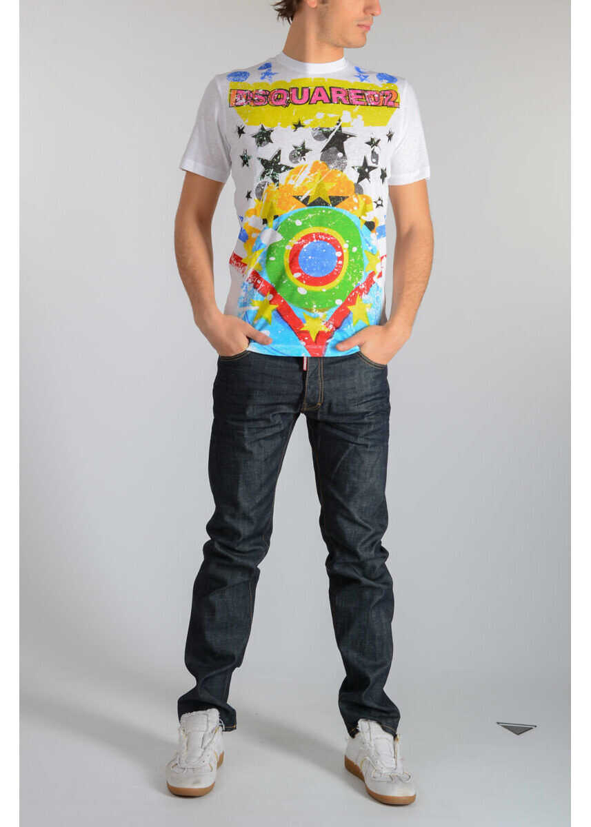 Tricouri DSQUARED2 Shot Cotton Printed T-Shirt White Barbati (BM 6237508) 4