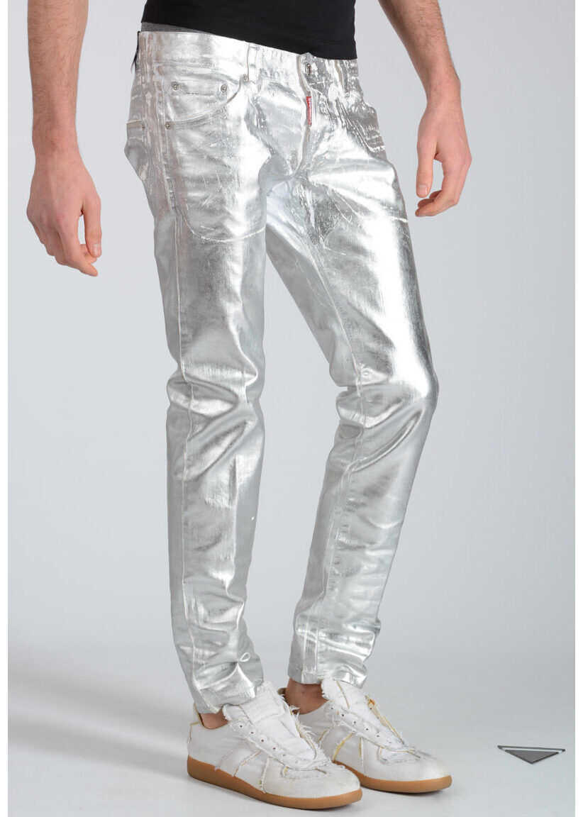 DSQUARED2 16 cm Coated CLEMENT Jeans SILVER