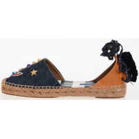 Sandale fara toc Studded Denim Leather sandals Femei