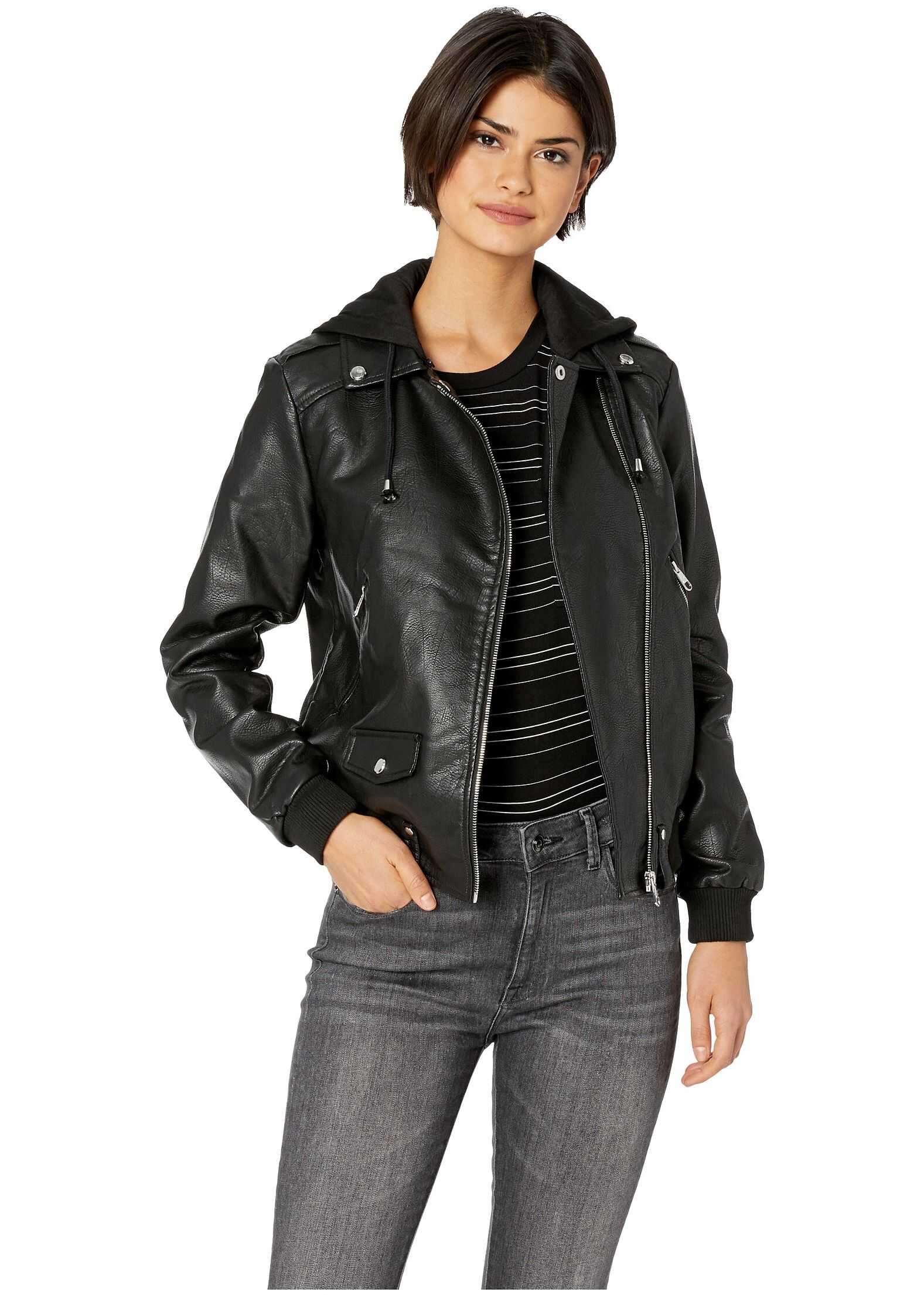 Steve Madden Pu Moto Jacket Black