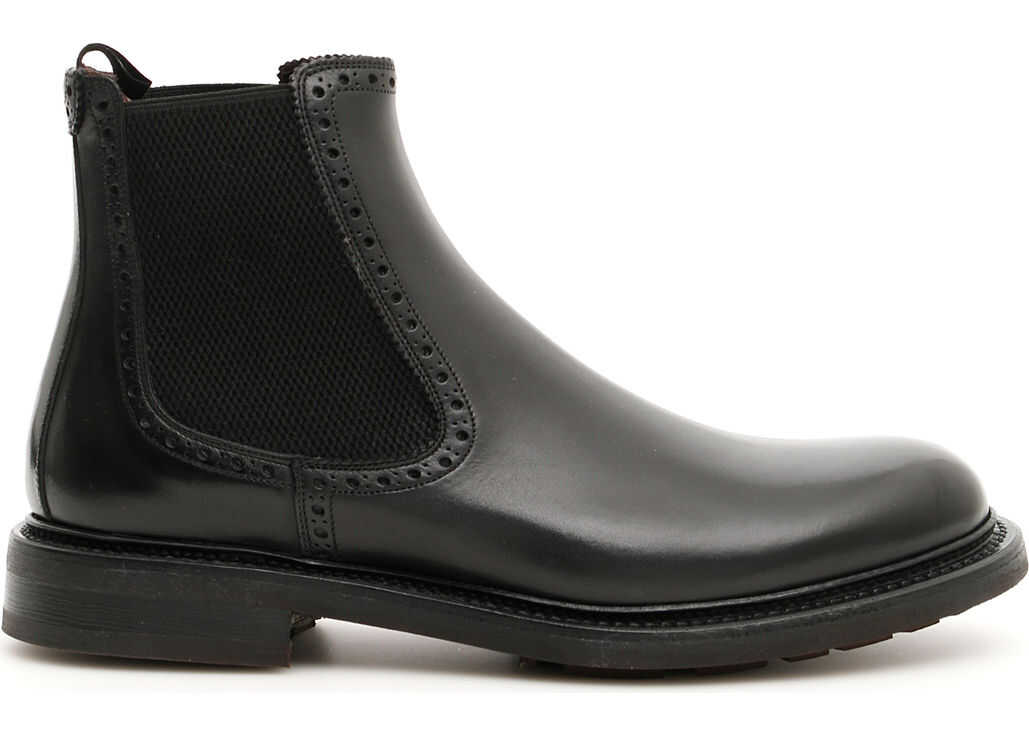Salvatore Ferragamo Leather Barrow Boots BLACK