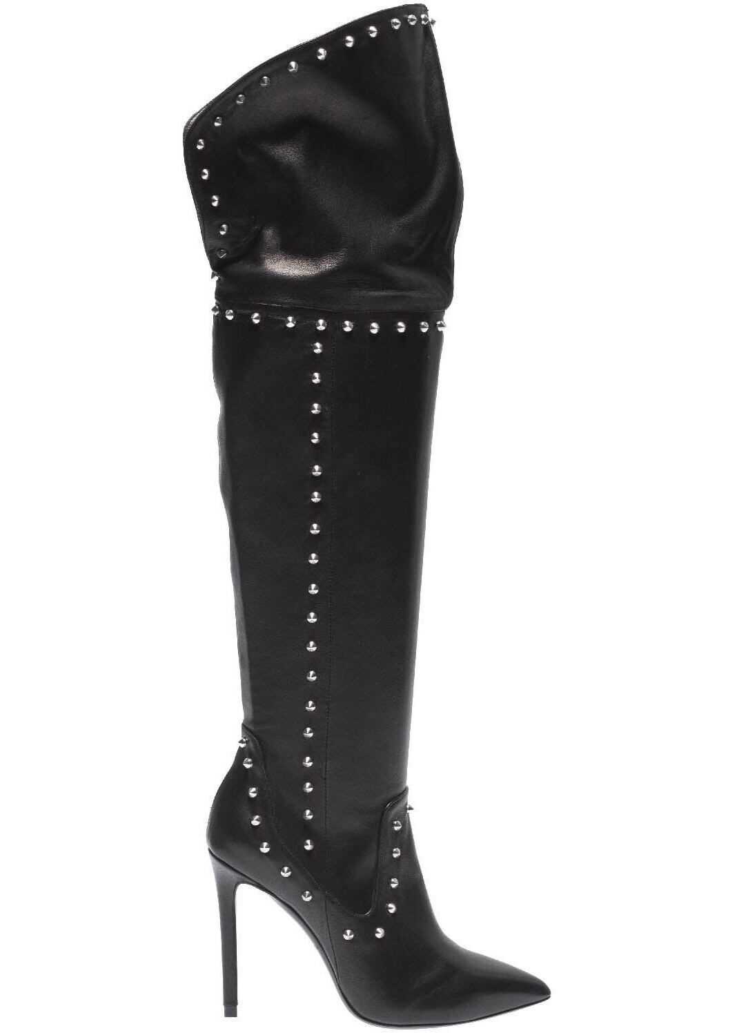 Marc Ellis Black Nappa And Studs Cuissard Boots Black