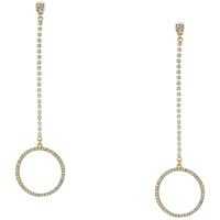 Cercei Rhinestone Linear Drop with Ring Bottom Earrings Femei