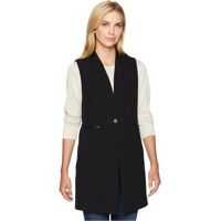 Veste Lux One-Button Vest with Faux Leather Femei