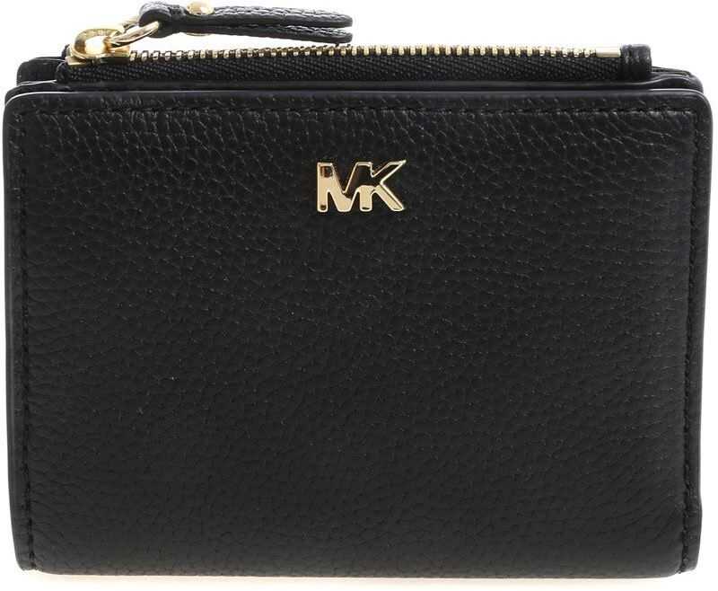 Michael Kors Black Leather Wallet With Golden Logo Black