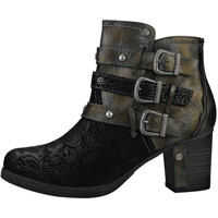 Botine Three Studded Buckle Straps Ankle Boots In Black Femei