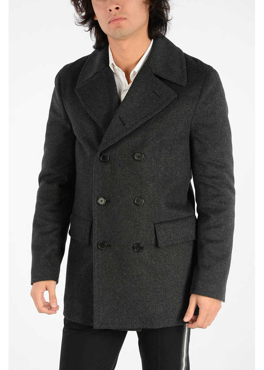 Dolce & Gabbana Virgin Wool Blend Short Peacoat Gray