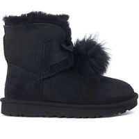 Ghete & Cizme UGG Mini Gita Black Leather Boots With Pom Pom*