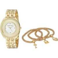 Ceasuri Fashion Madden Girl Watch with Charm and Stone Bracelet Set SMGS017 Femei