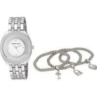Ceasuri Fashion Madden Girl Watch with Charm and Stone Bracelet Set SMGS017 Femei