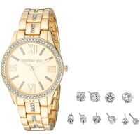 Ceasuri Fashion Madden Girl Stone Bracelet Watch and Stud Earrings Set SMGS021 Femei