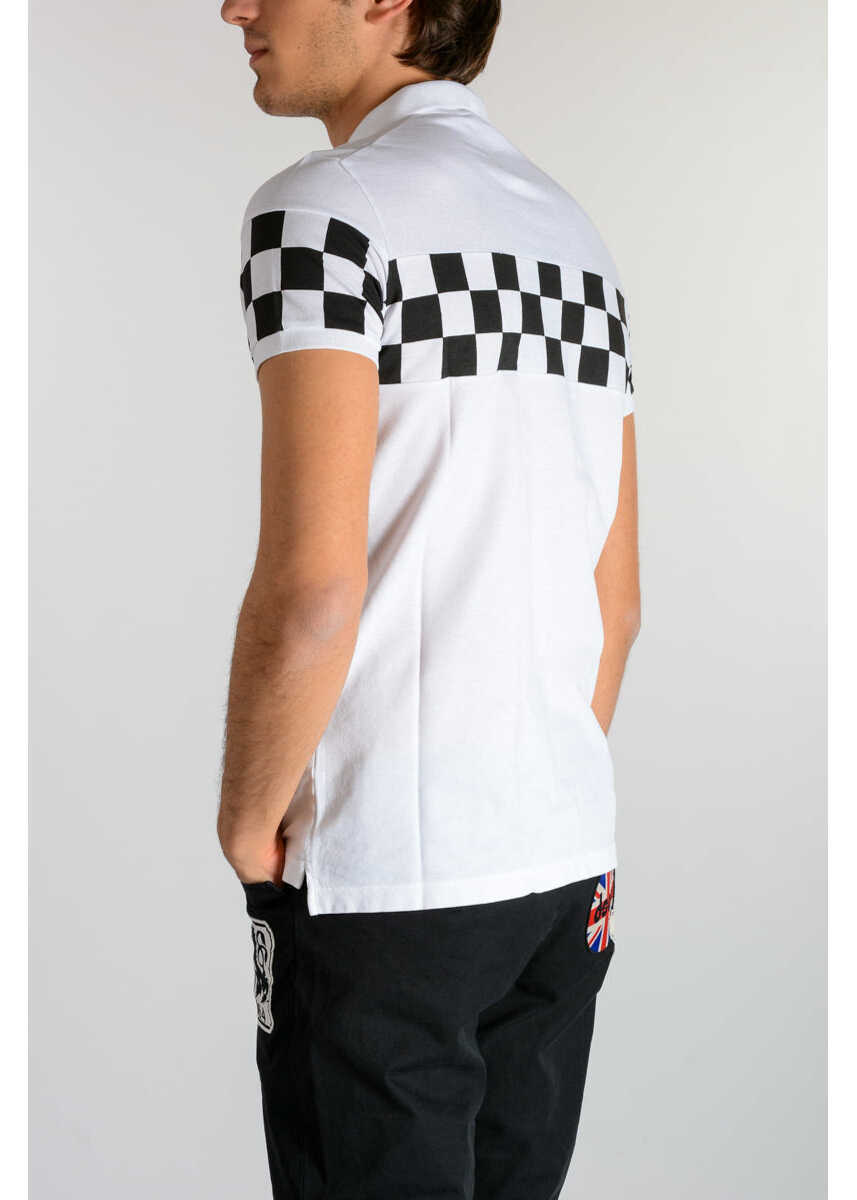 Tricouri Polo DSQUARED2 Cotton Check Print Polo White Barbati (BM 6327806) 2