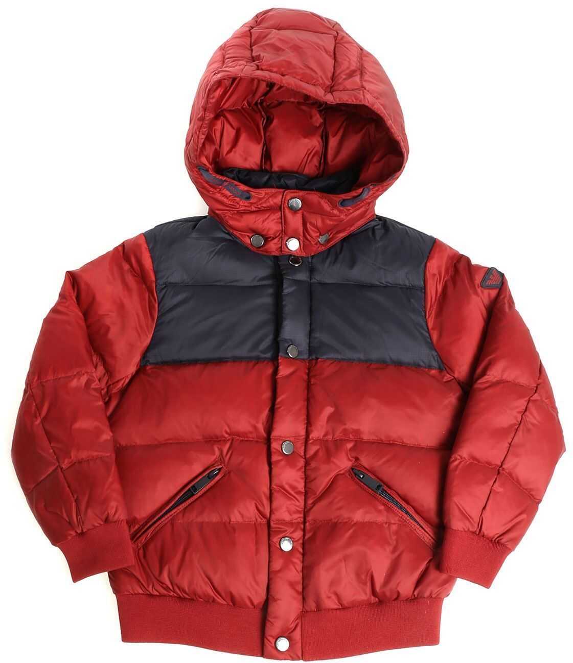 Emporio Armani Burgundy And Blue Quilted Dow Jacket* Red