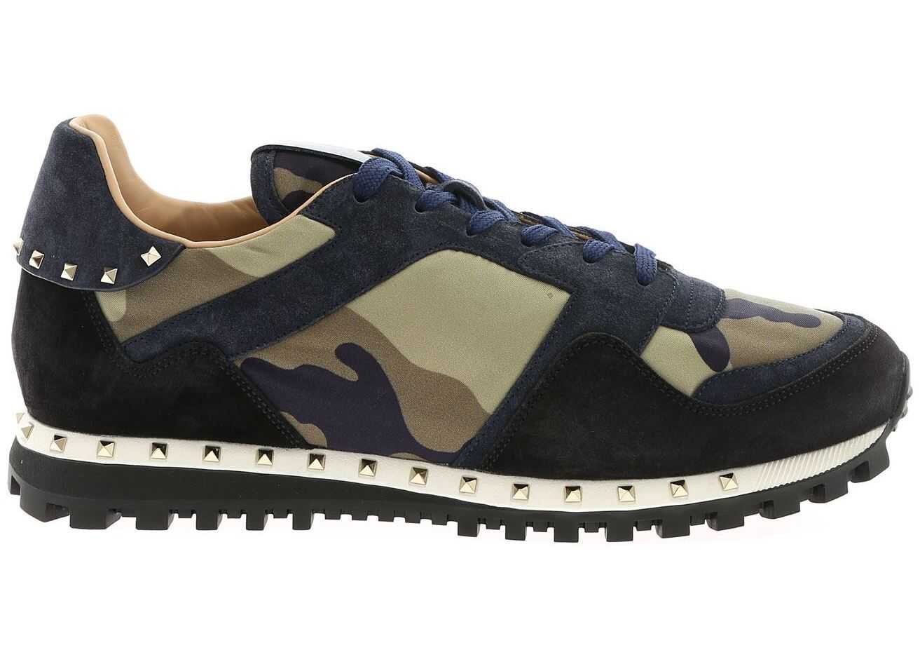 Valentino Garavani Rockstud Valentino Camouflage Sneakers Blue
