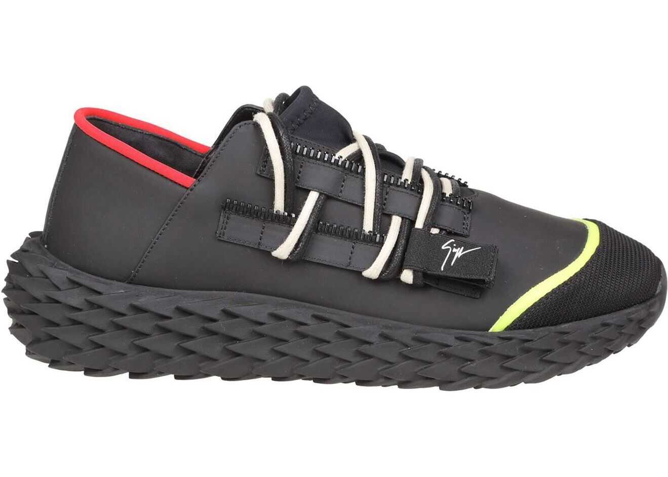 Giuseppe Zanotti Urchin Black Rubberized Leather Sneakers Black