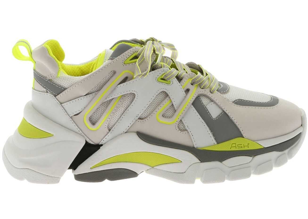 ASH Flash White And Neon Yellow Sneakers White
