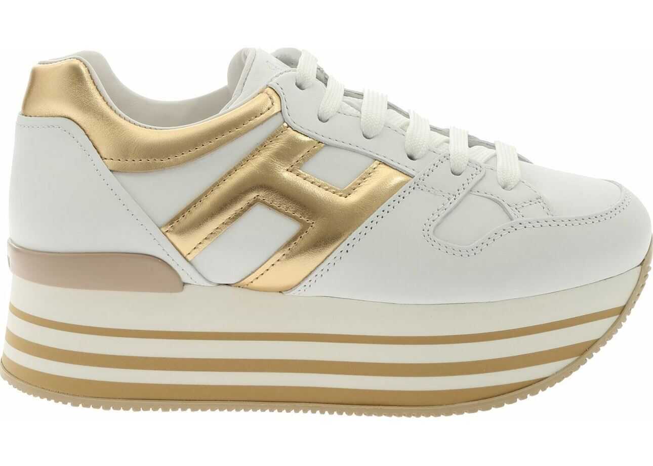 Hogan H283 White And Golden Sneakers White