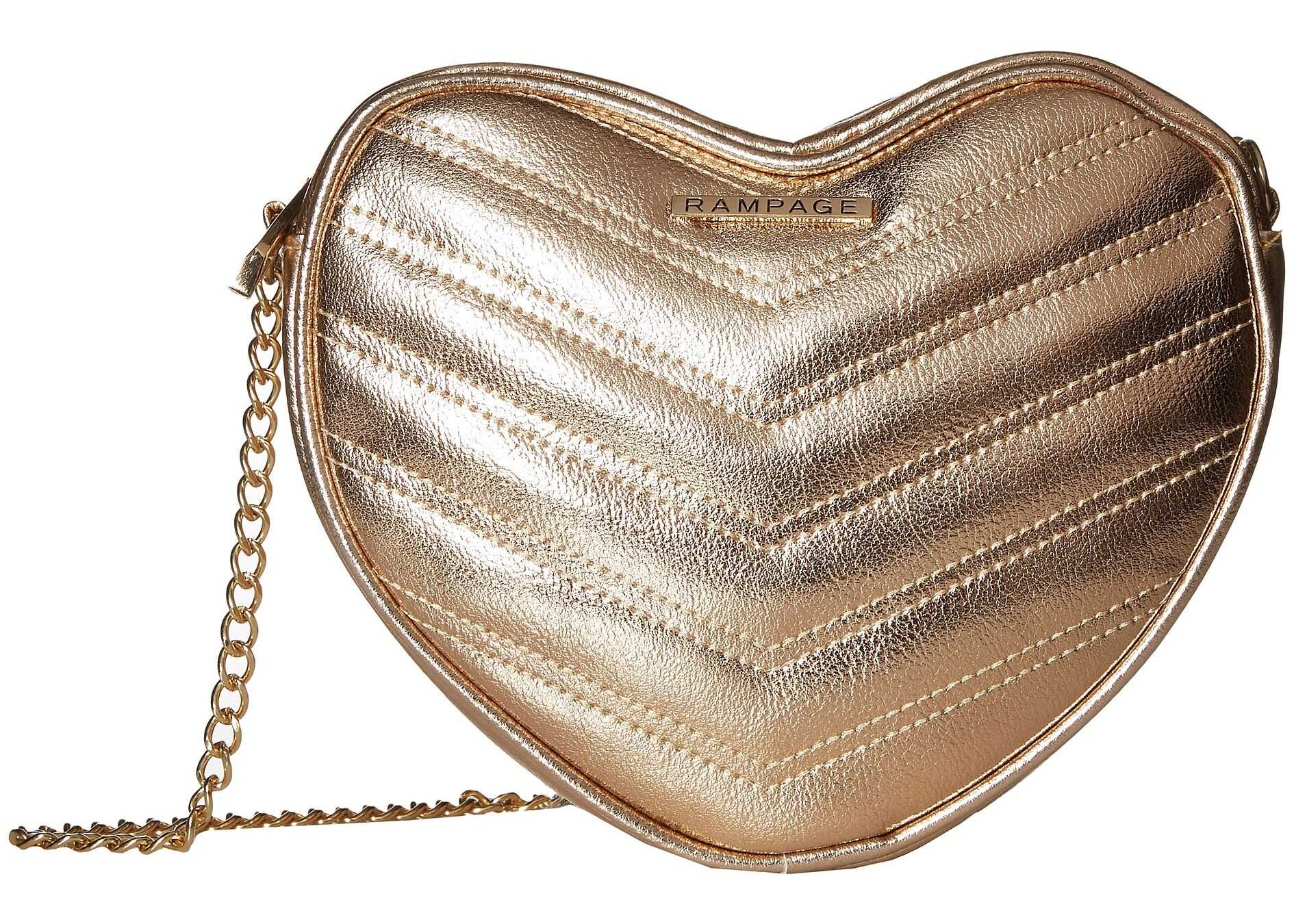 Rampage Heart Shaped Quilted Crossbody Rose Gold