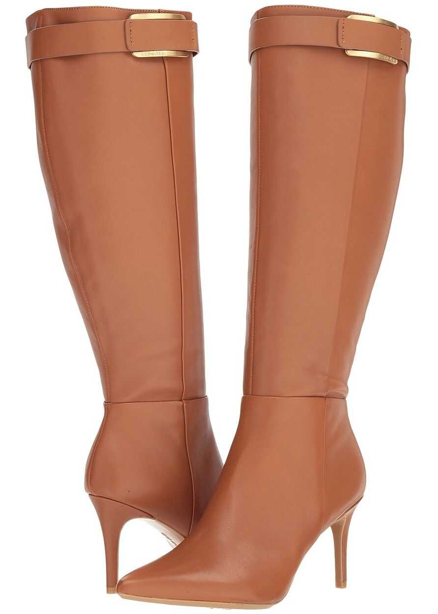 Cizma Calvin Klein Glydia Wide Calf Cognac Nappa