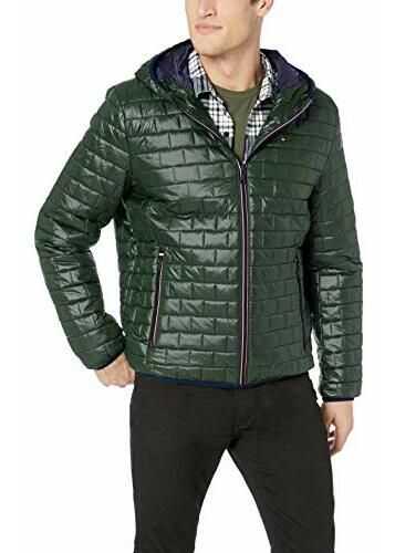 Tommy Hilfiger Men\'s Sweaterweight Ultra Loft Hooded Packable Puffer Jacket Green