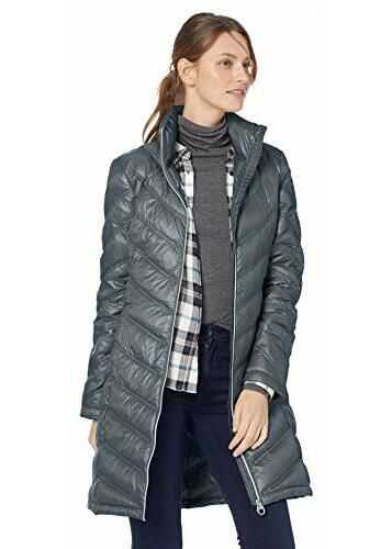 Calvin Klein Women\'s Chevron-Quilted Packable Down Coat Shale