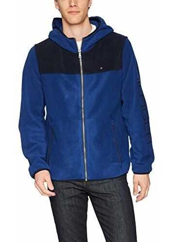 Tommy Hilfiger Men's Hooded Performance Fleece Jacket Midnight/Royal Blue