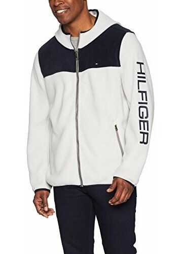 Tommy Hilfiger Men's Hooded Performance Fleece Jacket Navy/Ice