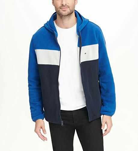 Tommy Hilfiger Men's Hooded Performance Fleece Jacket Royal/White/Navy