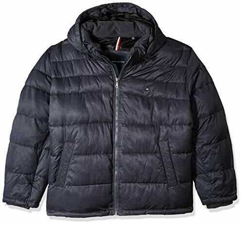 Tommy Hilfiger Men\'s Classic Hooded Puffer Jacket (Regular and Big & Tall Sizes) Heather Navy