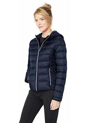 Tommy Hilfiger Women\'s Short Packable Down Jacket with Hood Navy