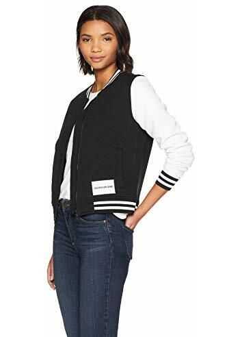 Calvin Klein Women's Bomber Jacket Black Varsity