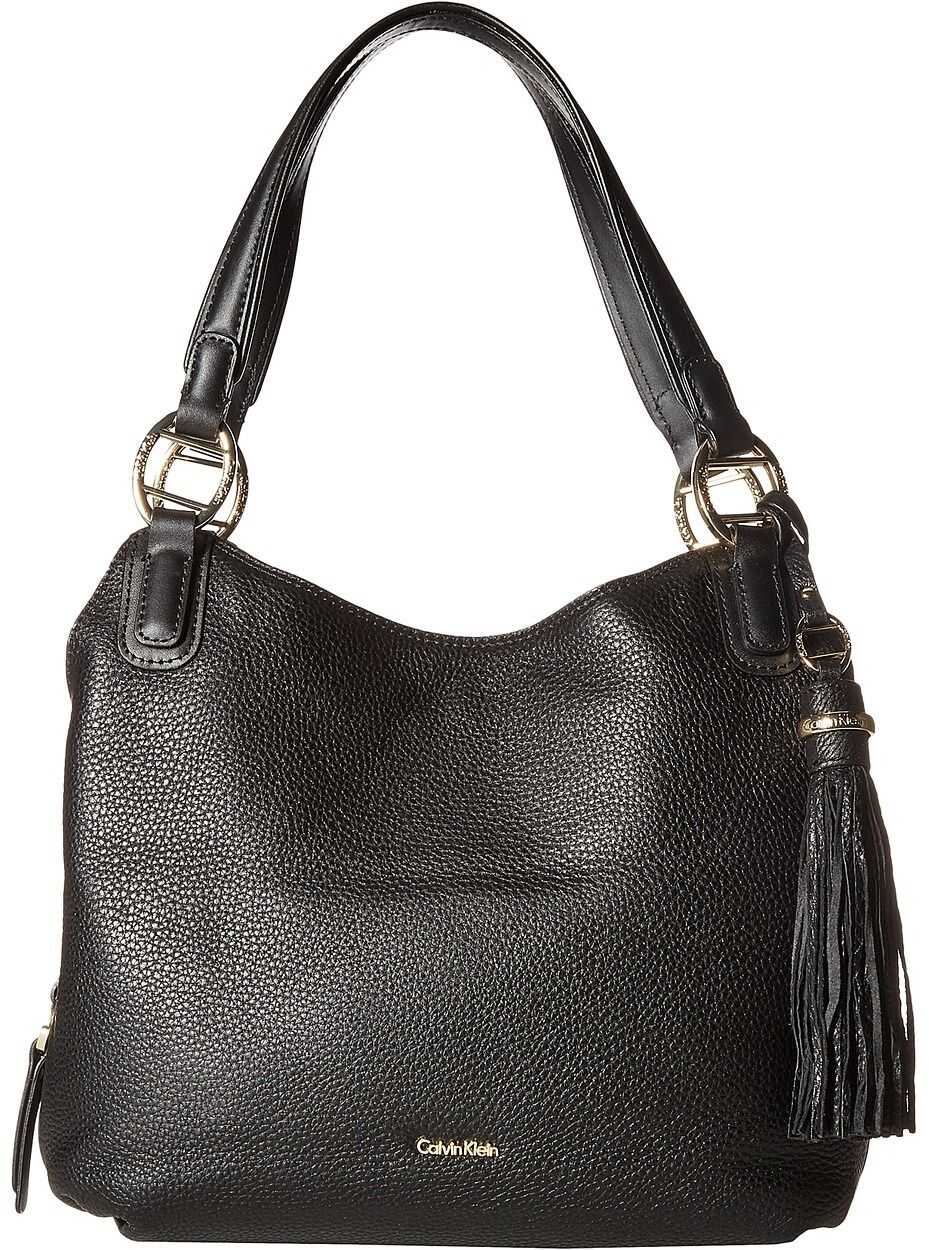 Calvin Klein Holly Pebble Leather Hobo Black/Gold