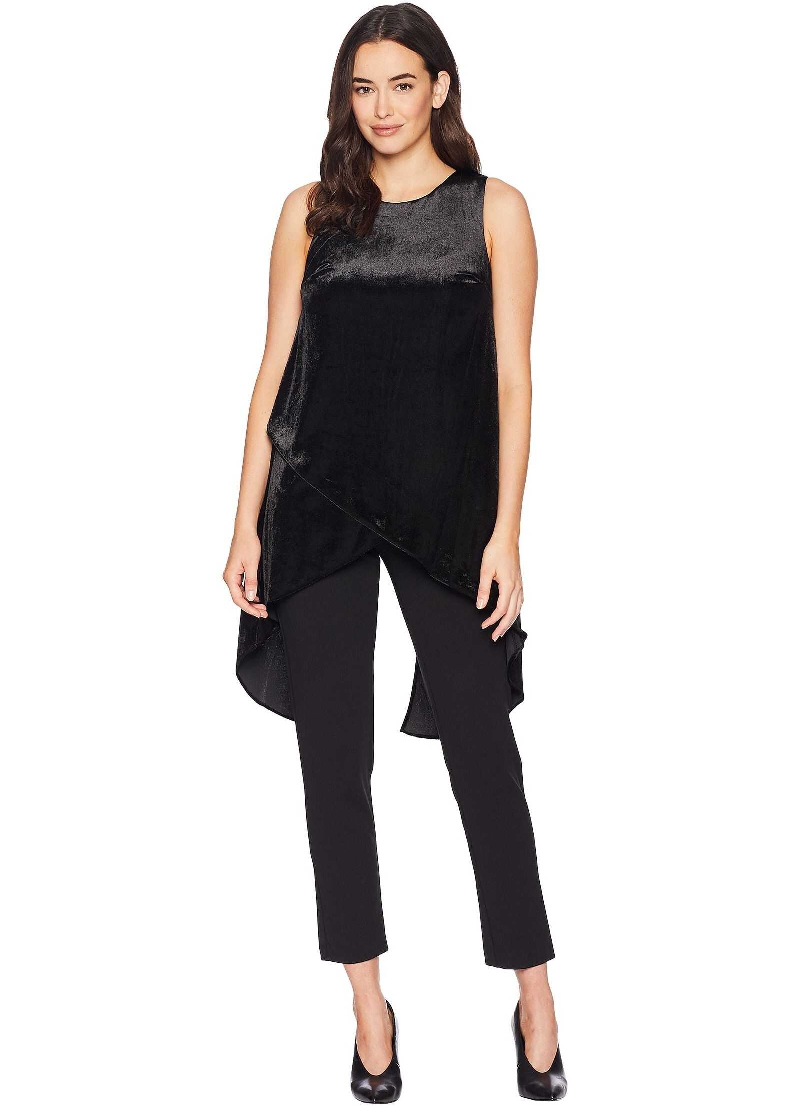 Adrianna Papell Knit Crepe Jumpsuit with Velvet Tulip Top Black