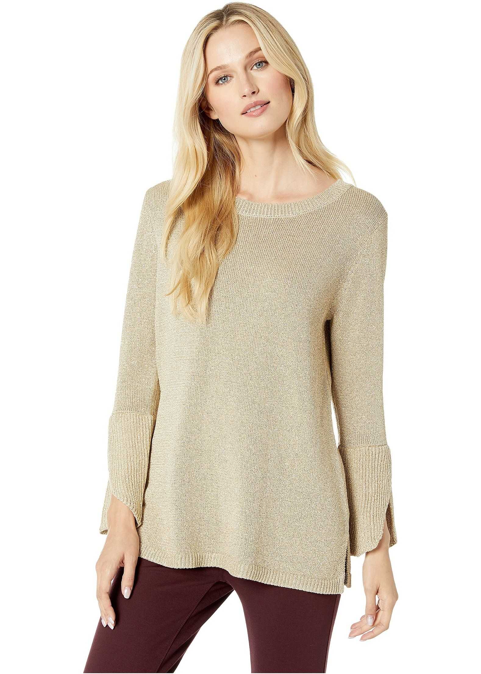 Calvin Klein Lurex Bell Sleeve Sweater Gold