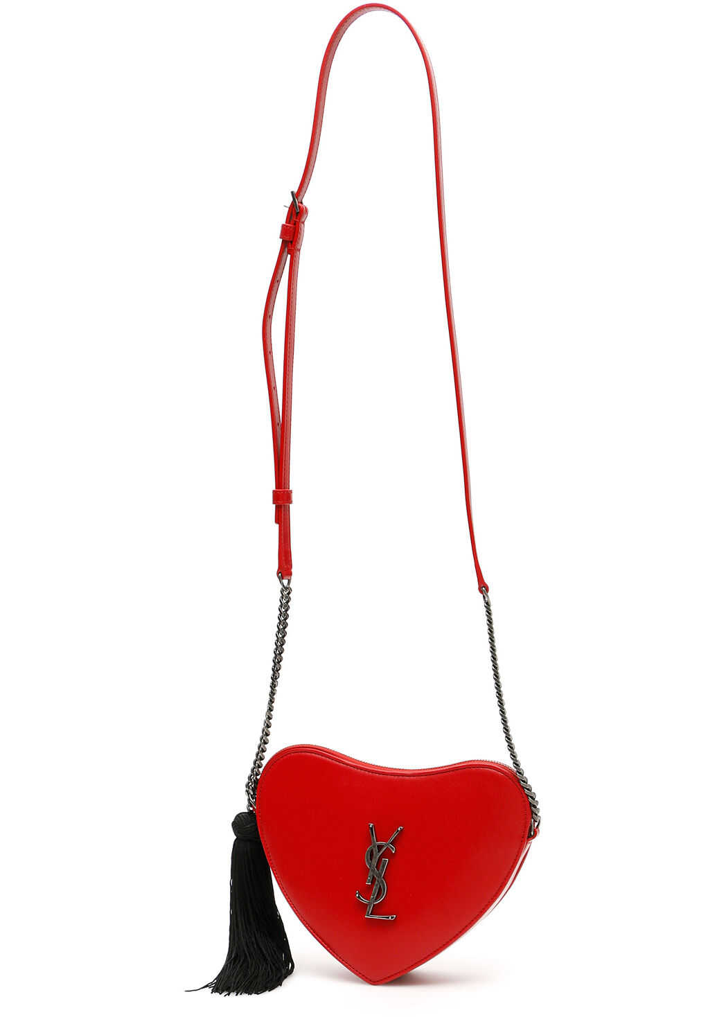Saint Laurent Monogram Heart Mini Bag BANDANA RED NERO